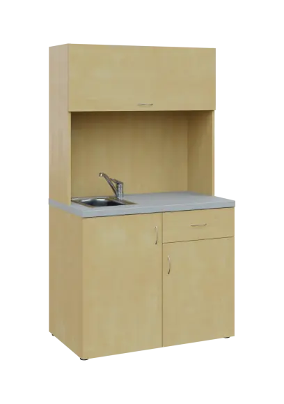 KUCH - SIMPLE 3 kuchyňka s výklopem (dřez + baterie + lednice), 1800x1000x6000 mm, bříza světlá